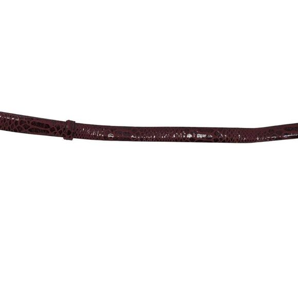 WHBM Adjustable Bow Buckle Cincher Belt M/L Oxblood Wine Maroon Croc Embossed - Picture 6 of 12